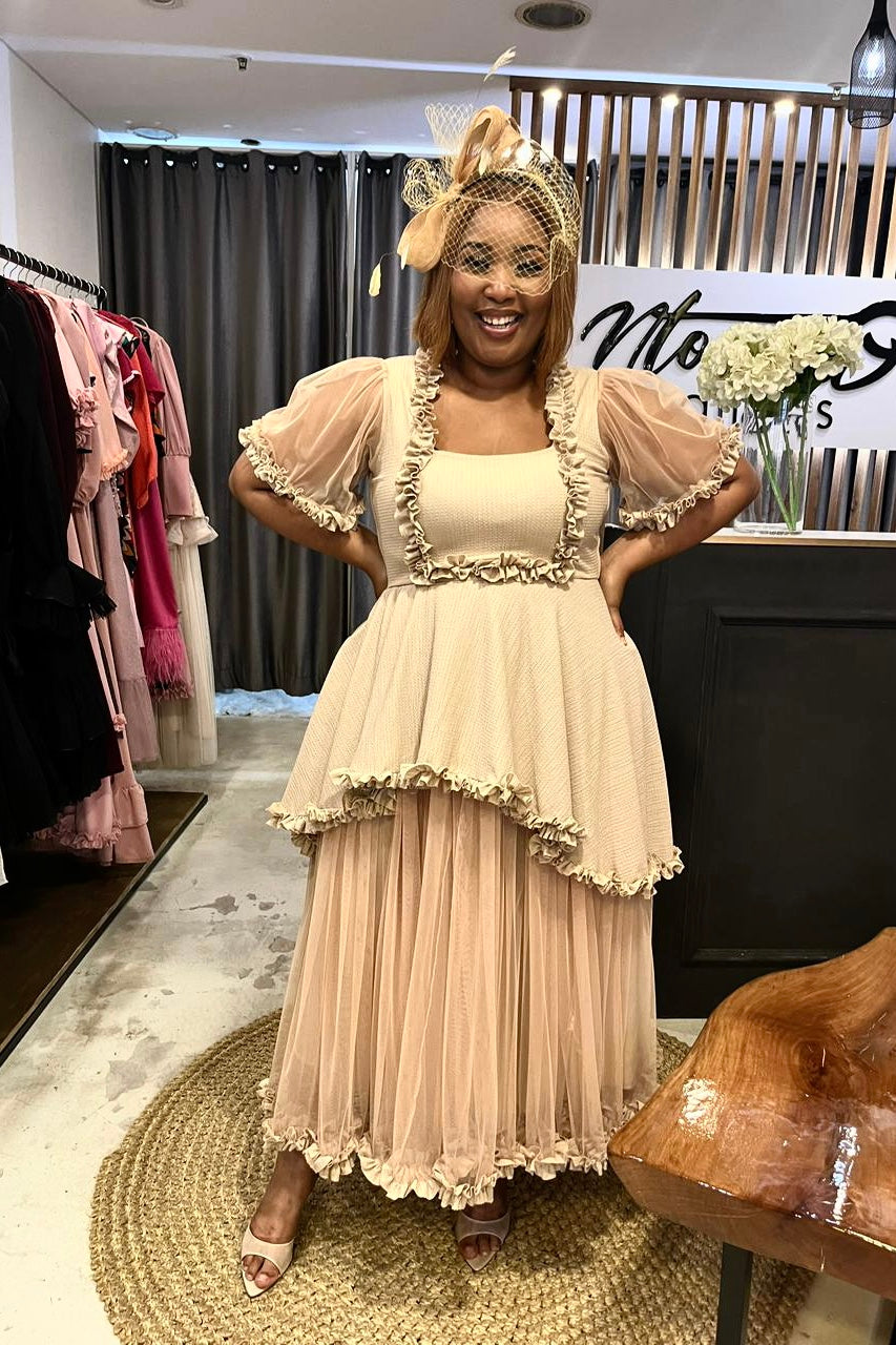 Barraca Mesh Midi & Matching Headpiece