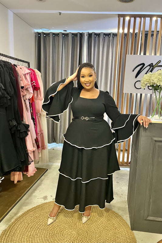 Black Mica Tiered Midi