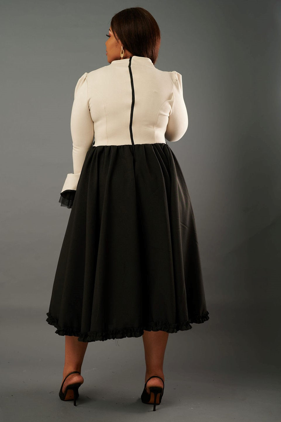 Suede Frilly Midi Dress - Winter