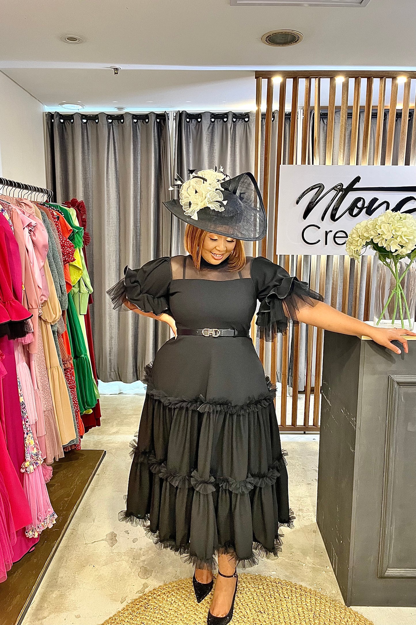 Black Zebrina Midi & Hat Outfit