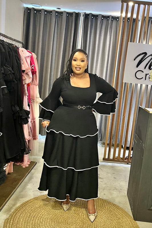 Black Mica Tiered Midi