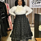 Monochrome Plaid Midi