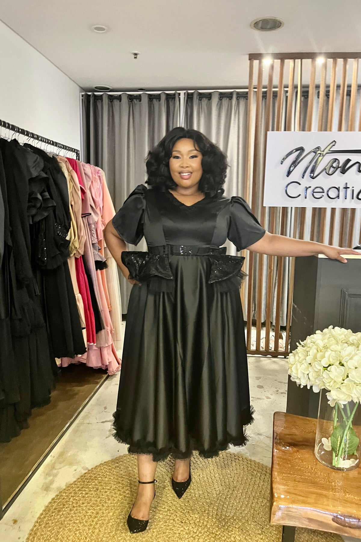 Satin Flutter Midi