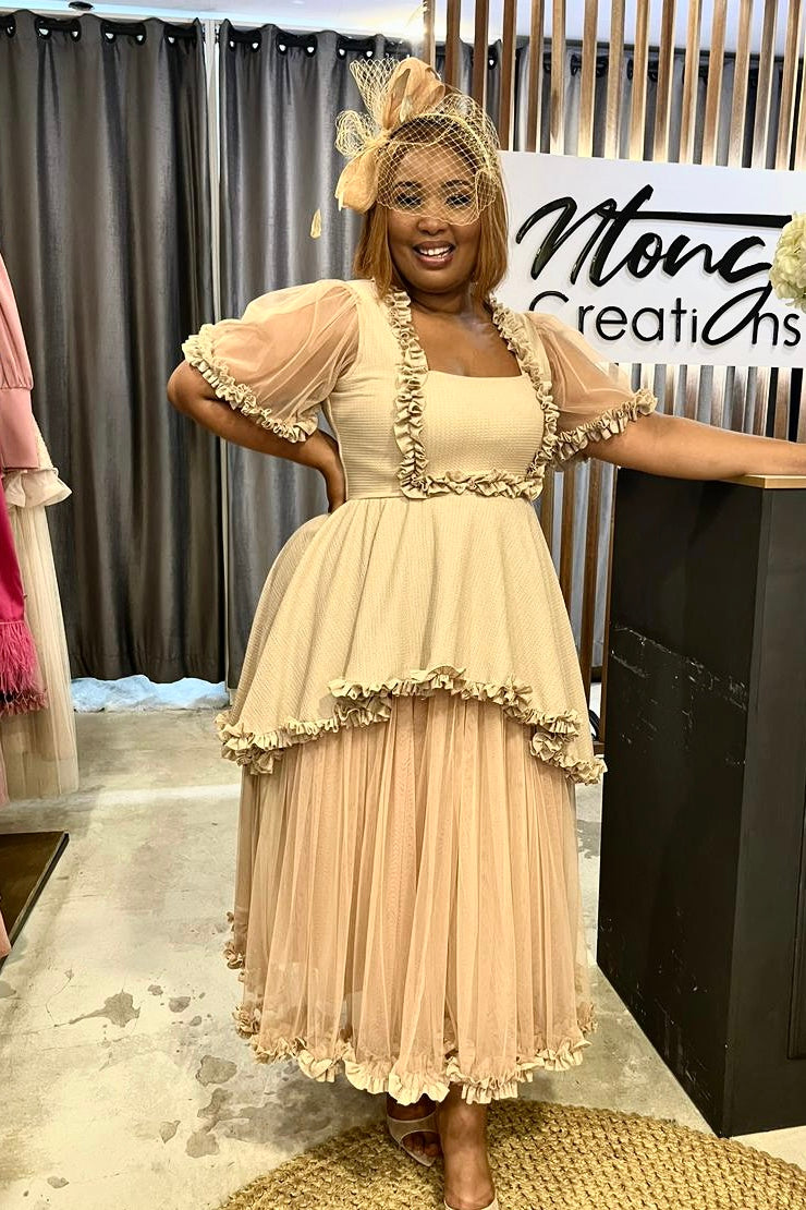 Barraca Mesh Midi & Matching Headpiece